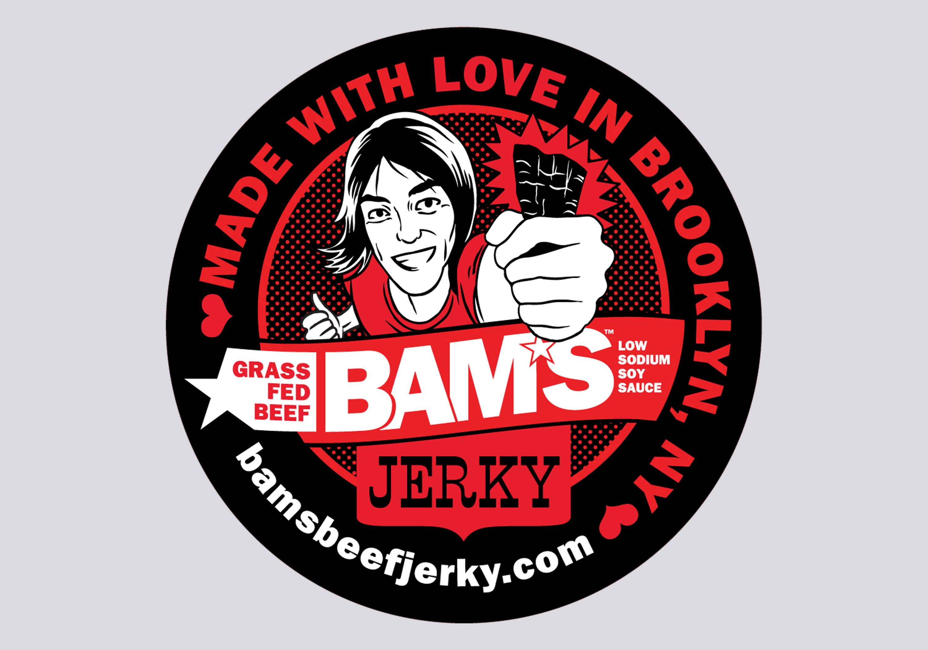 Bam's Beef Jerky logo design, sticker