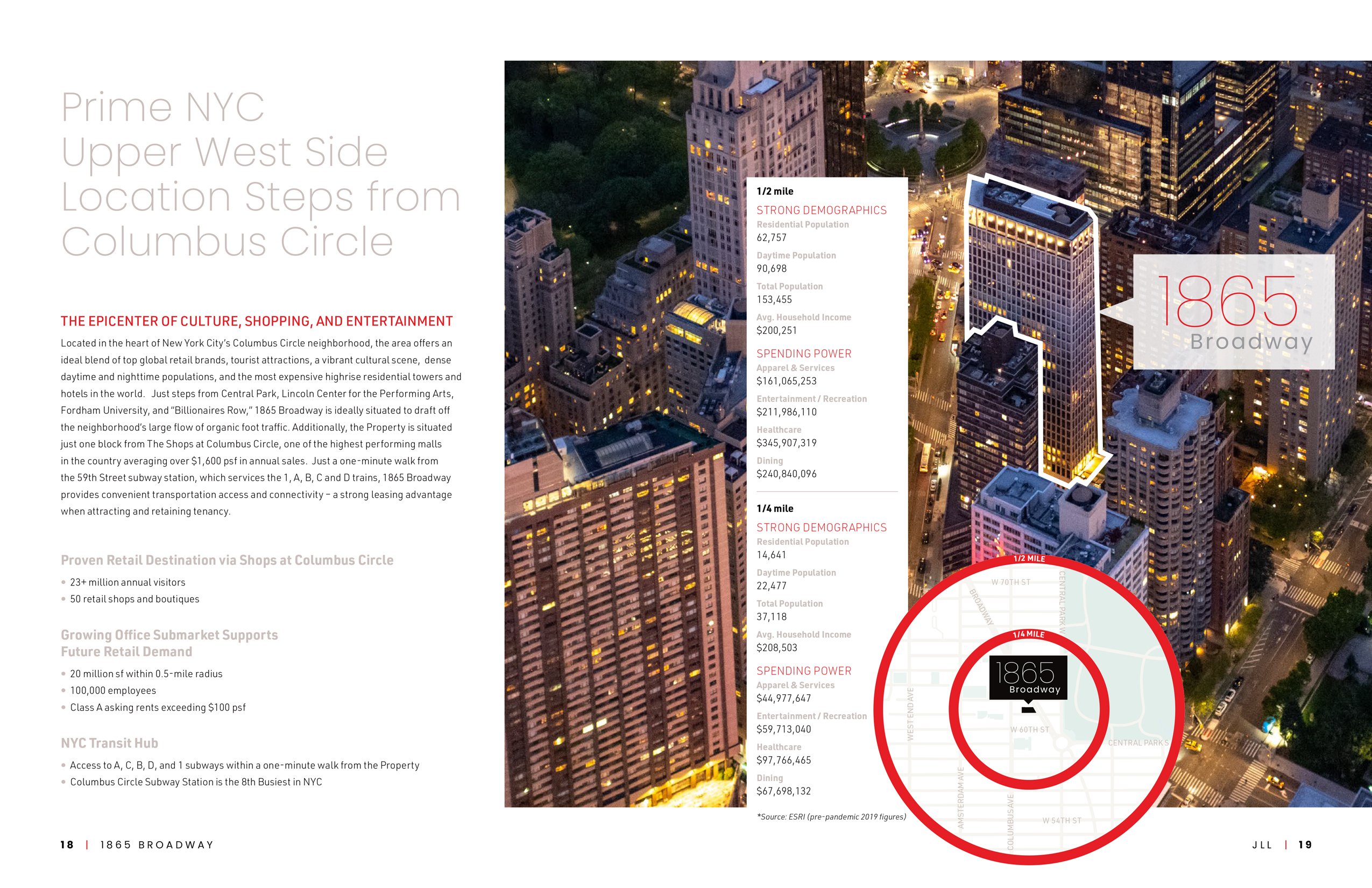 JLL / HFF, 1865 Broadway, New York, OM, offering memorandum, select page spread