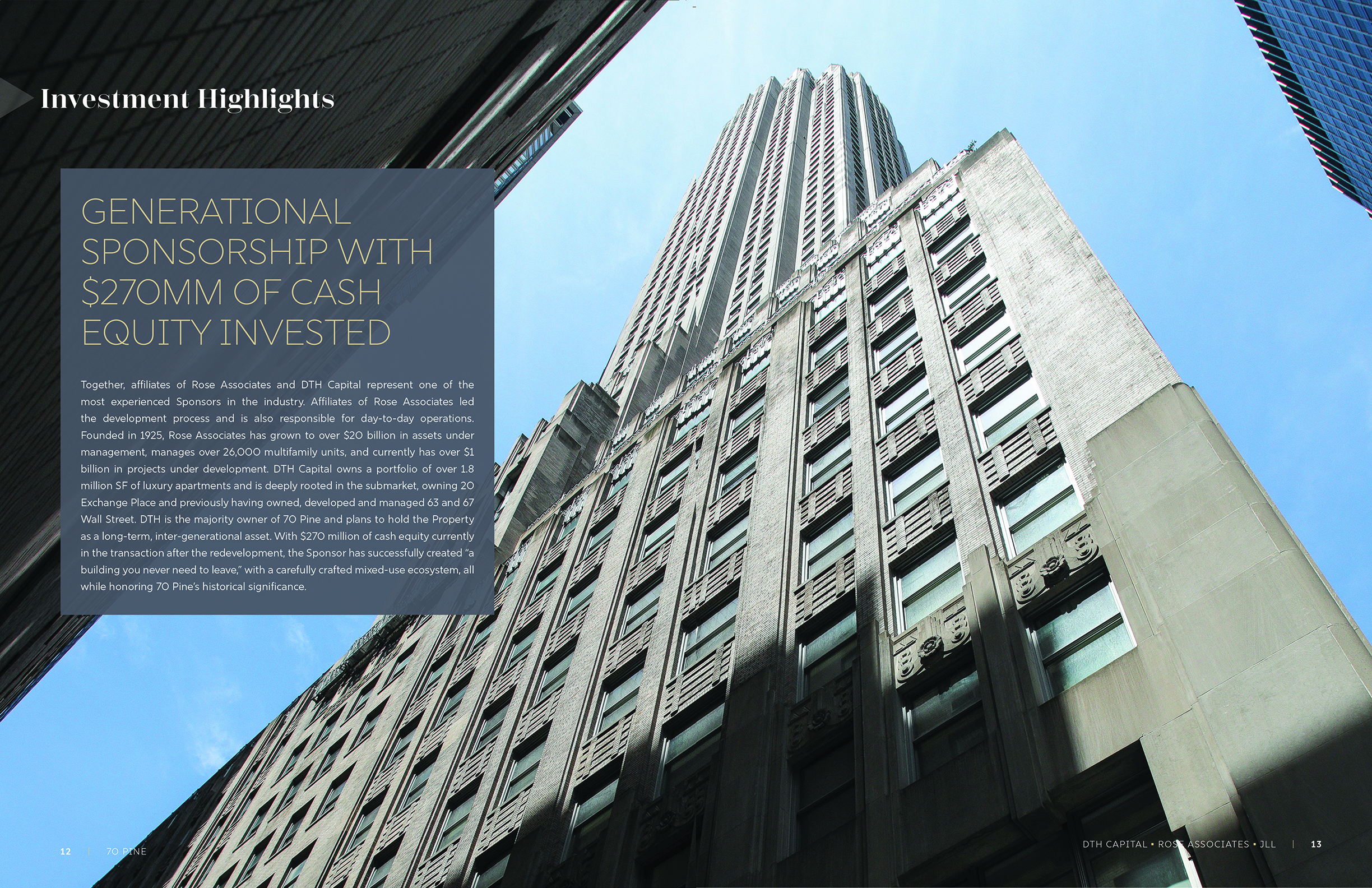 JLL / HFF, 70 Pine Street, NY, OM, offering memorandum, select page spread