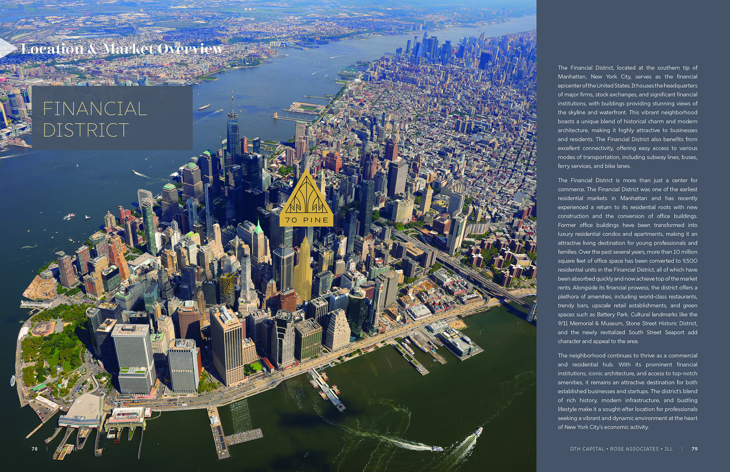 JLL / HFF, 70 Pine Street, NY, OM, offering memorandum, select page spread
