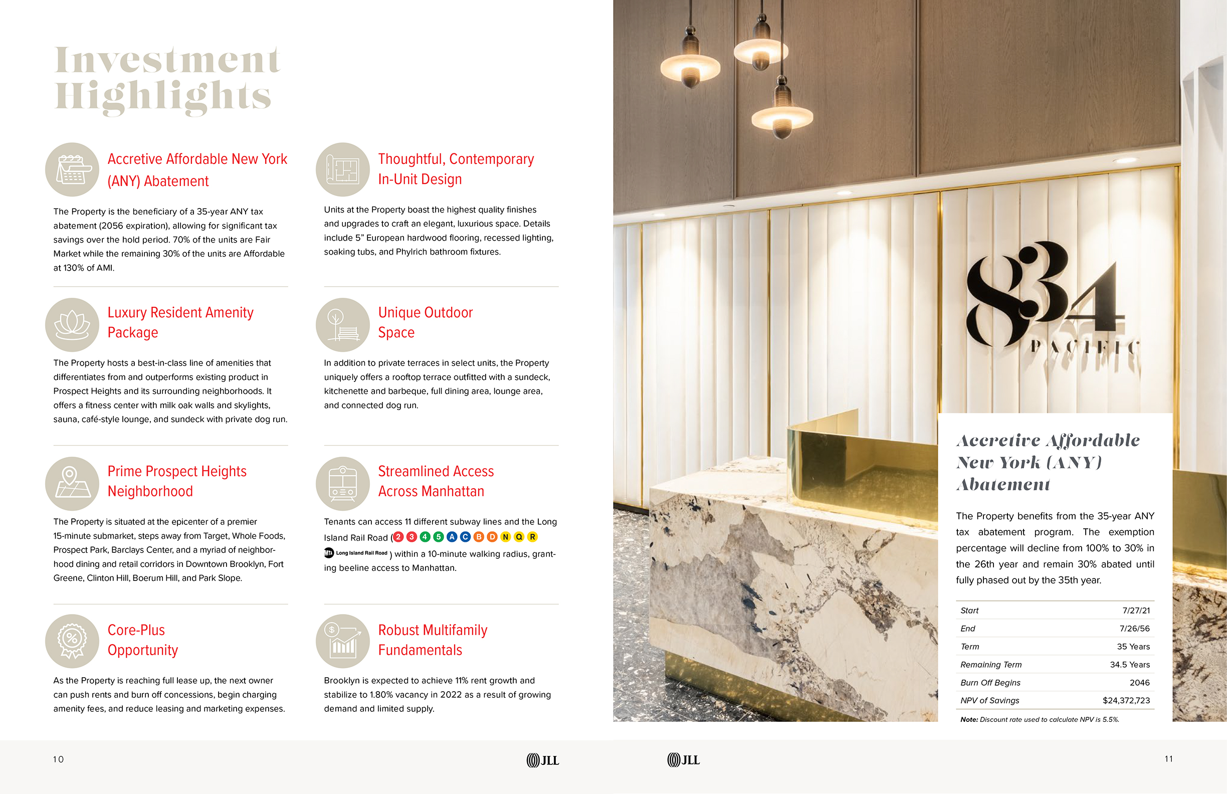 JLL / HFF, 834 Pacific Street, Brooklyn, New York, OM, offering memorandum, select page spread