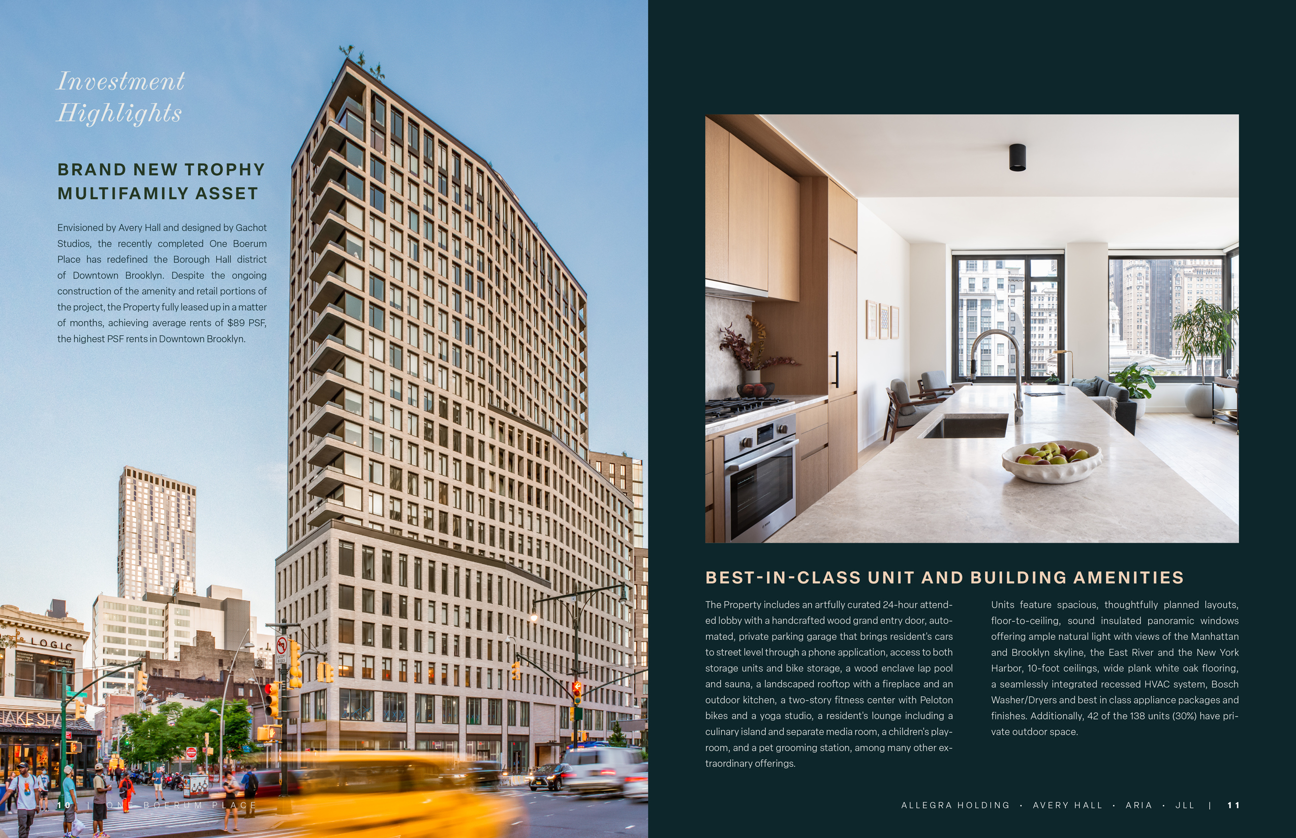 JLL / HFF, One Boerum, OM, Brooklyn, New York, offering memorandum, select page spread