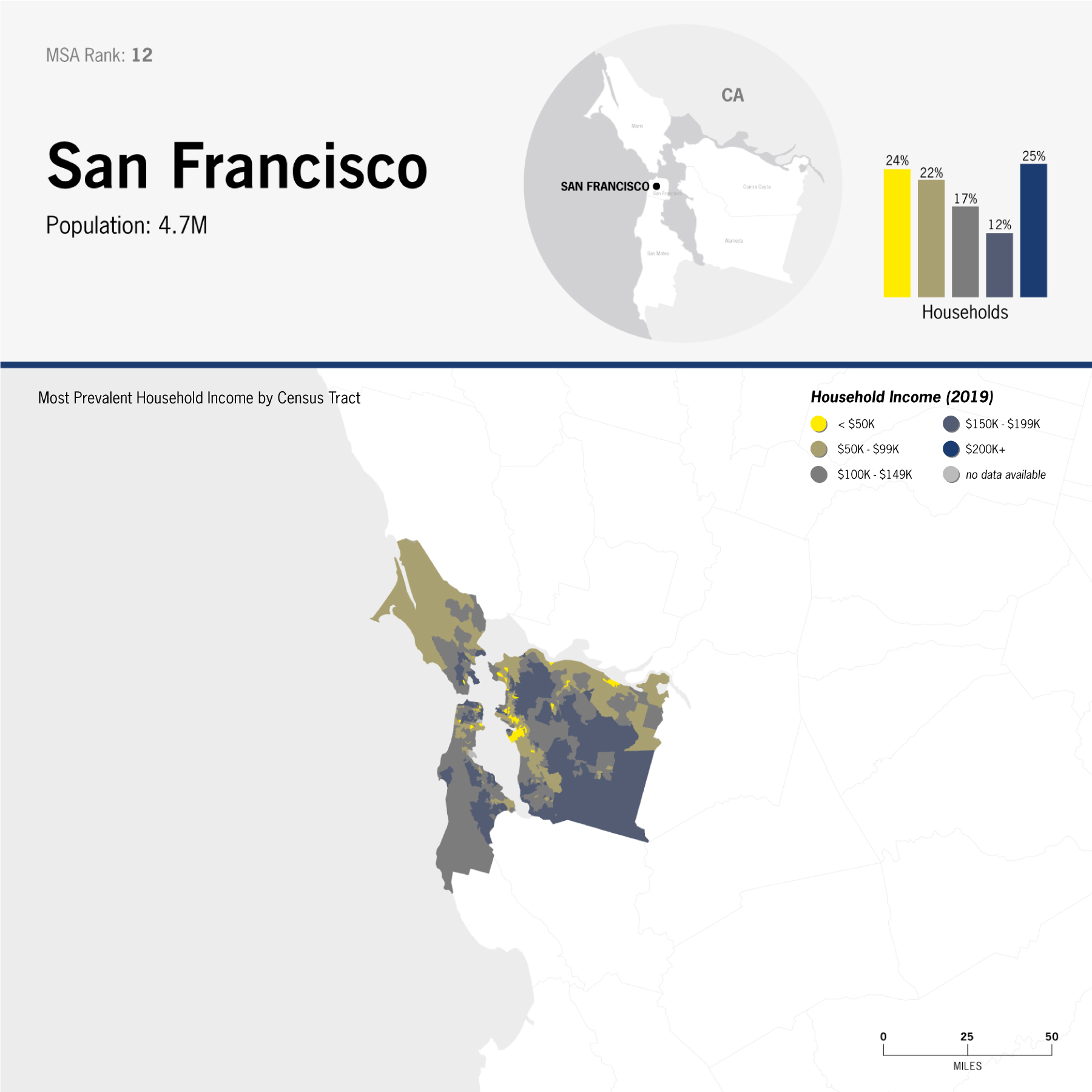 San Francisco/ MSA rank 12 / income map