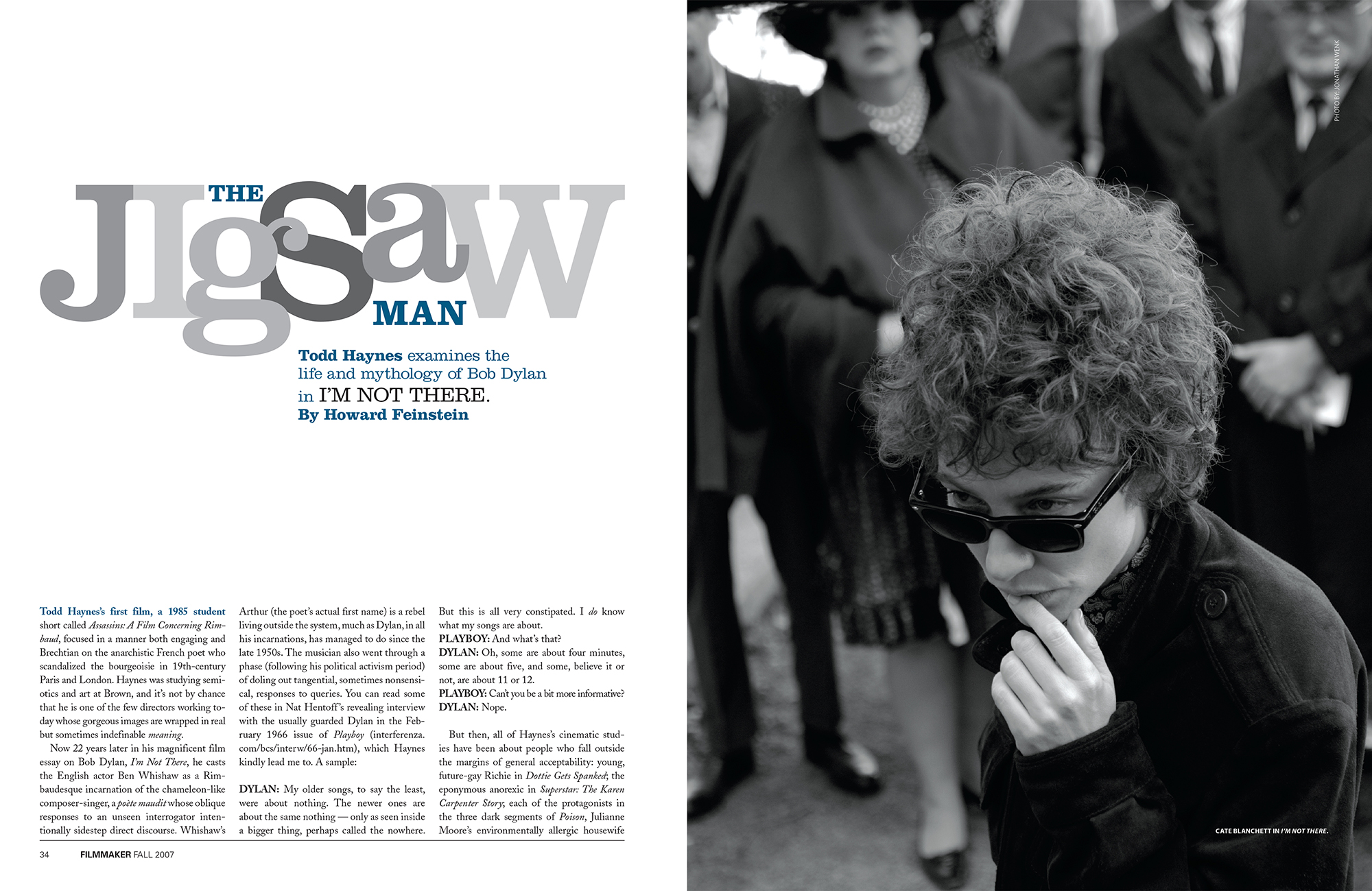 Filmmaker Magazine opening spread: Fall 2007 - I'm Not There