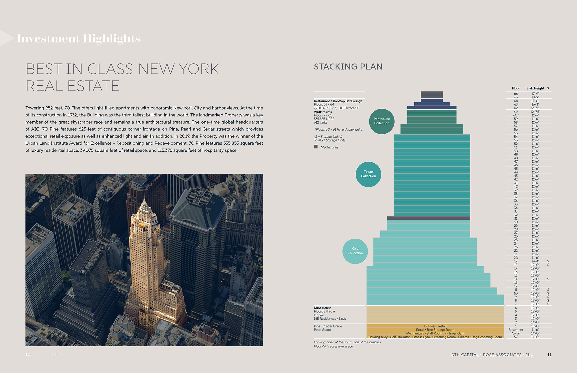 70 Pine St offering memorandum: stack plan