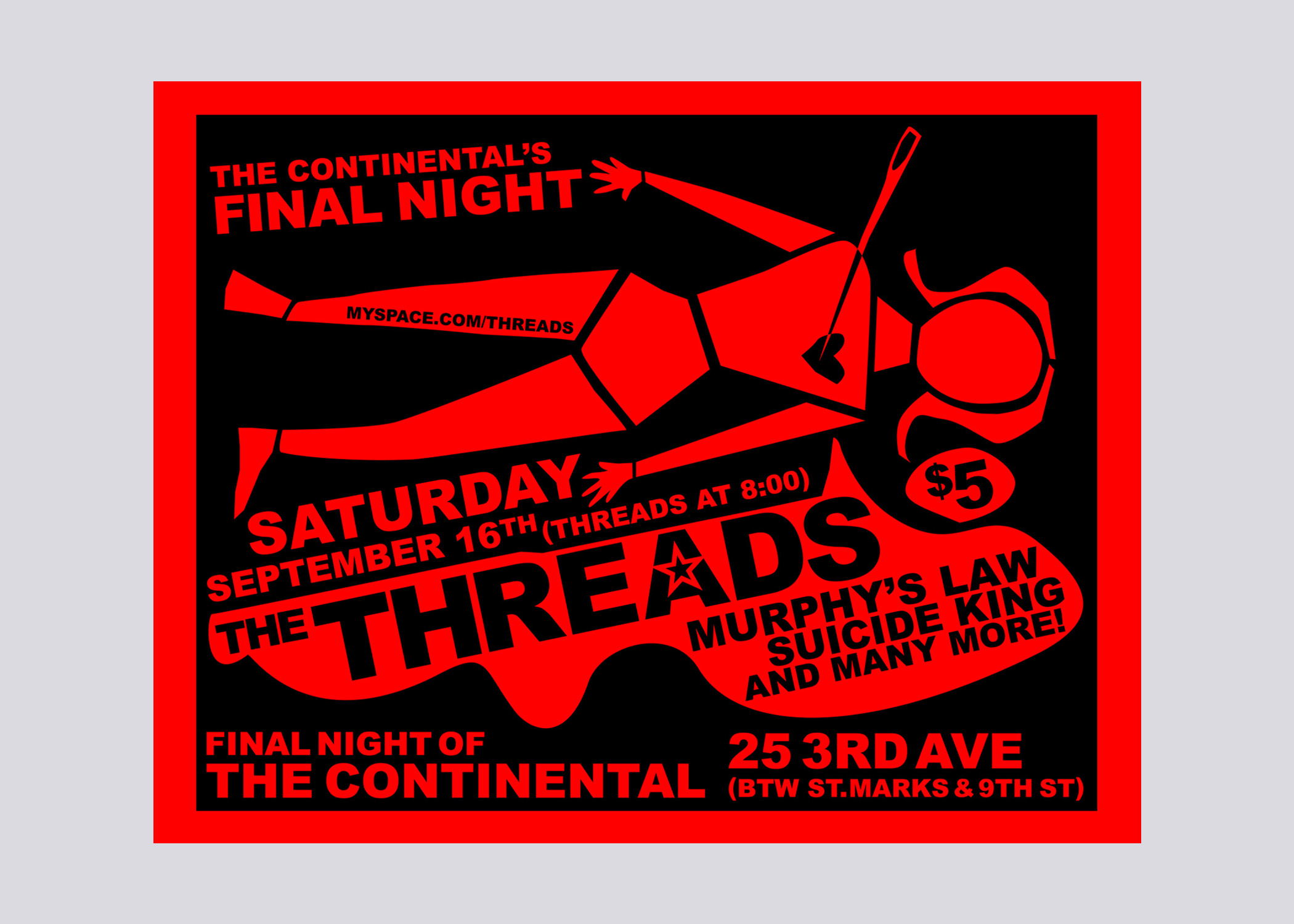 The Threads flyer, Saul Bass inspired, red