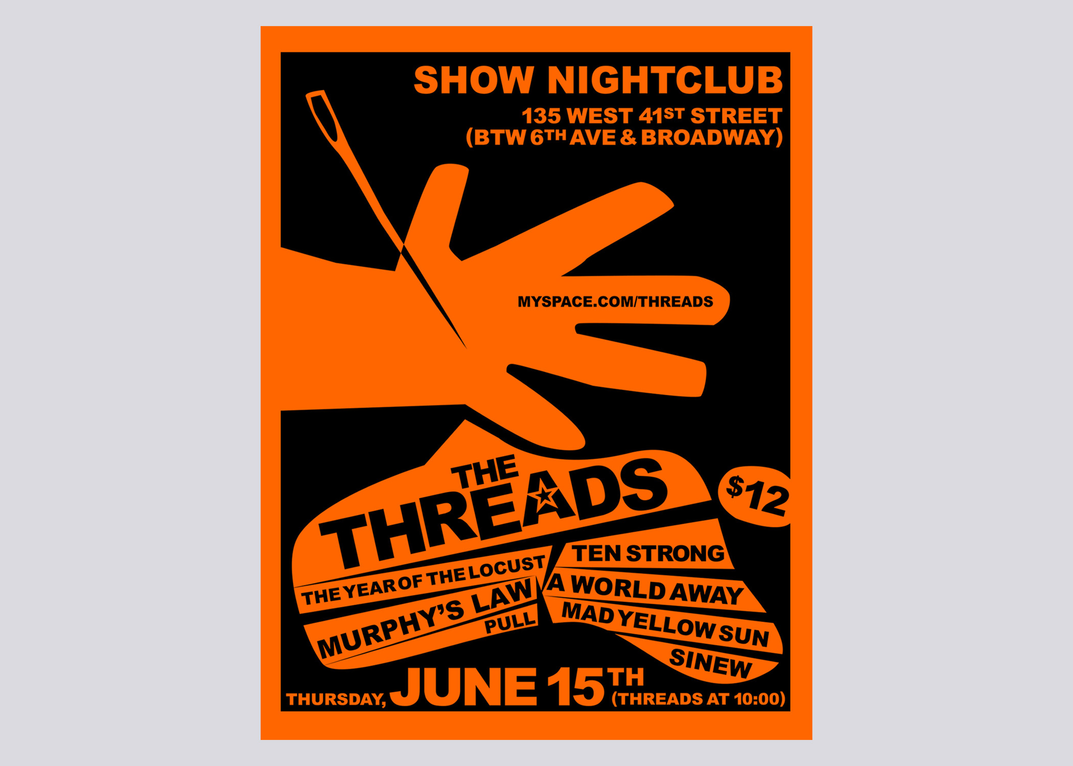 The Threads flyer, Saul Bass inspired, orange