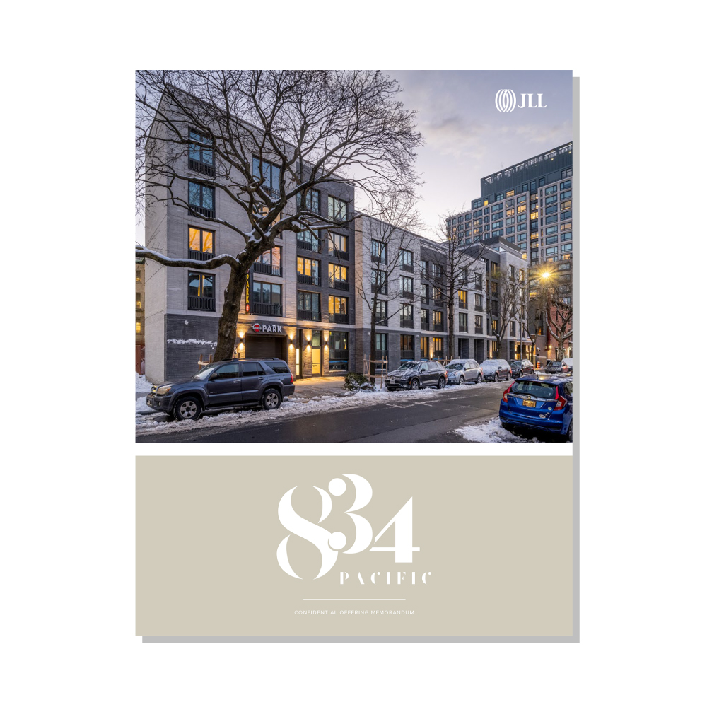 design: 834 Pacific OM, JLL / HFF, cover and select pages