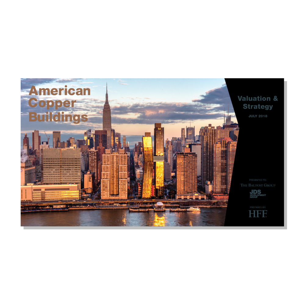 design: American Copper Pitch, JLL / HFF, cover and select pages